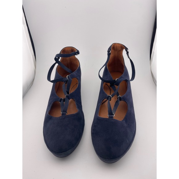 L'Amour Des Pieds Shoes - L'amour des pieds navy blue lace up ballet flats suede Bentham sz 7 comfort EUC